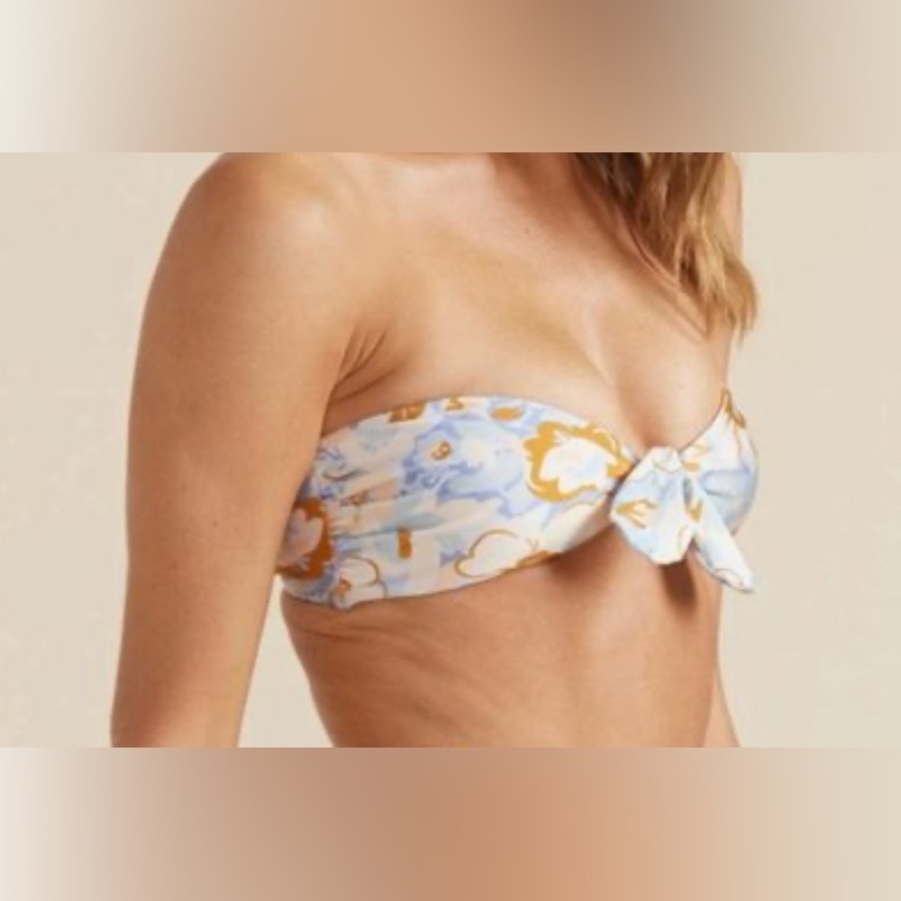 MINKPINK Floral Bikini Top - White and Orange